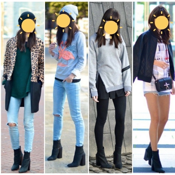 BLACK Short Block Heel ANKLE BOOT - Picture 2 of 10